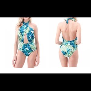 Front cross over halter one piece